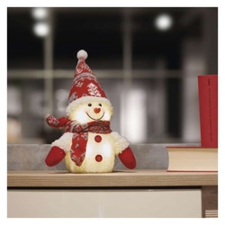 LED vánoční sněhulák svítící, 25 cm, 3x AA, vnitřní, teplá bílá