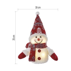 LED vánoční sněhulák svítící, 25 cm, 3x AA, vnitřní, teplá bílá