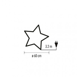 Vánoční hvězda papírová závěsná se stříbrnými třpytkami ve středu, bílá, 60 cm, vnitřní