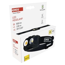 COB LED nabíjecí čelovka P3542, 500lm, 130m, Li-pol 1200 mAh