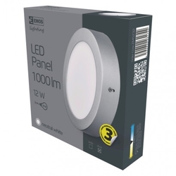 LED panel 170mm, kruhový přisazený stříbrný, 12W neutr. bílá
