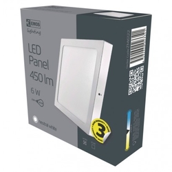 LED panel 120×120, čtvercový přisazený bílý, 6W neutr. bílá