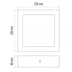 LED panel 120×120, čtvercový přisazený bílý, 6W neutr. bílá