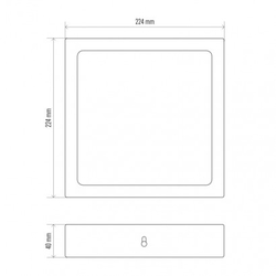 LED panel 224×224, čtvercový přisazený stříbrný, 18W neut.b.