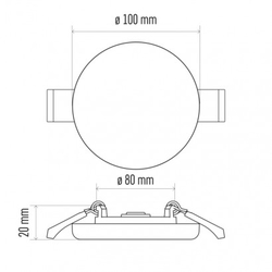 LED panel 100mm, kruhový vestavný bílý, 8W neut. bíla, IP65