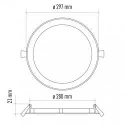 LED panel 297mm, kruhový vestavný bílý, 24W teplá bílá