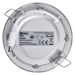 LED panel 120mm, kruhový vestavný stříbrný, 6W neutr. bílá