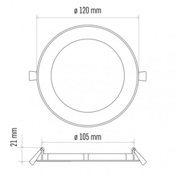 LED panel 120mm, kruhový vestavný stříbrný, 6W neutr. bílá