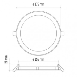 LED panel 175mm, kruhový vestavný stříbrný, 12W neutr. bílá