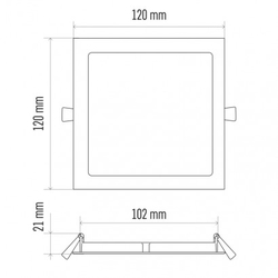 LED panel 120×120, čtvercový vestavný bílý, 6W neutrální b.