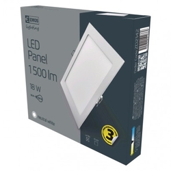 LED panel 220×220, čtvercový vestavný bílý, 18W neutrální b.