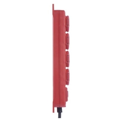 Prodlužovací kabel 5 m / 4 zásuvky / s vypínačem / černo-červený / guma-neopren / 1,5 mm2
