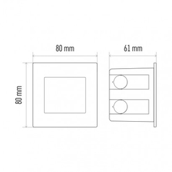 LED orientační vestavné svítidlo 80×80 1,5W neutr. bílá,IP65