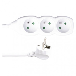 Prodlužovací kabel – 3 zásuvky, 5m, 3× 1,5mm2, bílý