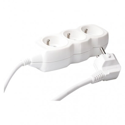 Prodlužovací kabel – 3 zásuvky, 5m, 3× 1,5mm2, bílý
