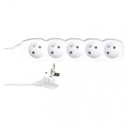 Prodlužovací kabel – 5 zásuvek, 3m, 3× 1,5mm2, bílý