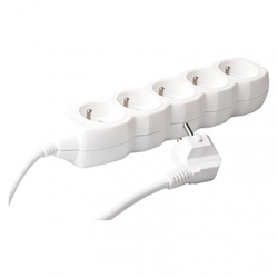 Prodlužovací kabel – 5 zásuvek, 3m, 3× 1,5mm2, bílý