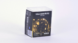 Tesla - nano řetěz 50LED, 2700K, 5m + 30cm kabel, 3x AA baterie, časovač, IP44
