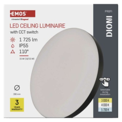 LED přisazené svítidlo DIONI kruhové, černé, 15W, se změnou CCT