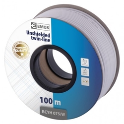 Dvojlinka nestíněná 2x0,75mm bílá, 100m