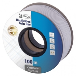 Dvojlinka nestíněná 2x1,0mm bílá, 100m