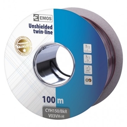 Dvojlinka nestíněná 2x1,5mm černo-rudá, 100m
