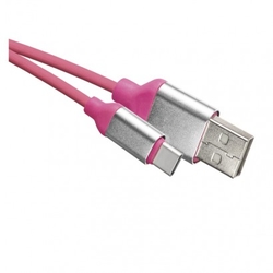 USB kabel 2.0 A/M - C/M 1m růžový