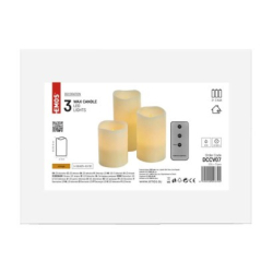 LED dekorace – vosková svíčka, různé velikosti, 3x AAA, vnitřní, vintage, 3 ks, ovladač