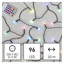 LED vánoční cherry řetěz – kuličky, 10 m, RGB, ovladač, programy, časovač