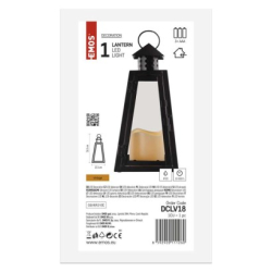 LED lucerna černá, hranatá, 26,5 cm, 3x AAA, vnitřní, vintage