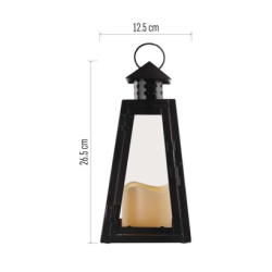 LED lucerna černá, hranatá, 26,5 cm, 3x AAA, vnitřní, vintage