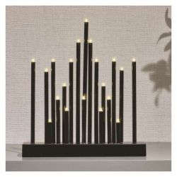 LED svícen černý, 27,5 cm, 3x AA, vnitřní, teplá bílá, časovač