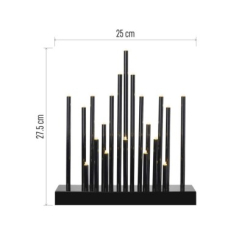 LED svícen černý, 27,5 cm, 3x AA, vnitřní, teplá bílá, časovač