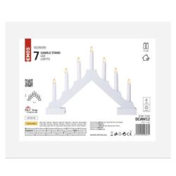 LED svícen dřevěný bílý, 29 cm, 2x AA, vnitřní, teplá bílá, časovač