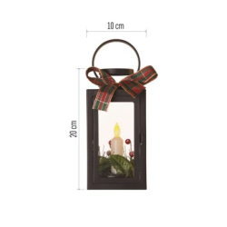 LED dekorace – vánoční lucerna se svíčkou černá, 20 cm, 3x AAA, vnitřní, vintage