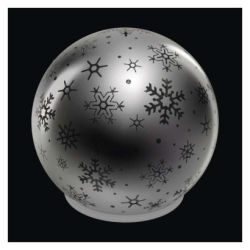 LED vánoční skleněná koule – vločky, 12 cm, 3x AA, vnitřní, teplá bílá, časovač