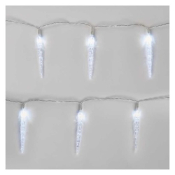 LED vánoční girlanda – 10x rampouch, 1,35 m, 2x AA, vnitřní, studená bílá, časovač