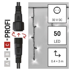 Profi LED spojovací řetěz černý – rampouchy, 3 m, venkovní, studená bílá
