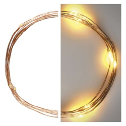 LED vánoční nano řetěz, 1,9 m, 2x AA, vnitřní, teplá bílá, časovač