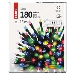 LED vánoční řetěz, 18 m, venkovní i vnitřní, multicolor, časovač