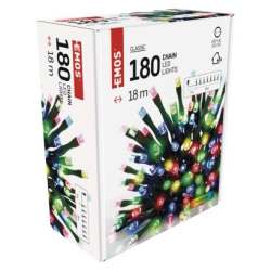 LED vánoční řetěz, 18 m, venkovní i vnitřní, multicolor, časovač