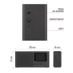 Přenosné rádio s Bluetooth, MP3, DAB / DAB+ / FM, černé