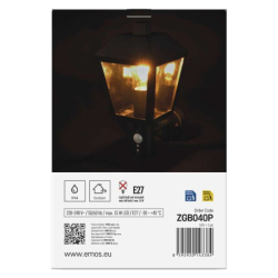 LED zahradní nástěnné svítidlo s čidlem soumraku, 19,8 x 15 x 29,8 cm, 1 x E27, 15 W