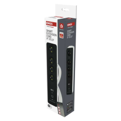 GoSmart prodlužovací kabel 2 m / 4 zásuvky / s vyp. / s USB / bílá-černá / PVC / 1,5 mm2