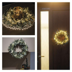 LED dekorace - věnec jmelí, 3x AA, teplá bílá, časovač