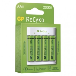 Nabíječka baterií GP Eco E411 + 4× AA ReCyko 2000