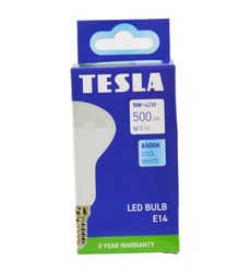Tesla - LED žárovka Reflektor R50, E14, 5W, 230V, 500lm, 25 000h, 6500K studená bílá, 180st