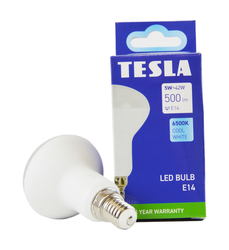 Tesla - LED žárovka Reflektor R50, E14, 5W, 230V, 500lm, 25 000h, 6500K studená bílá, 180st