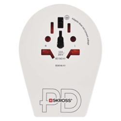 Cestovní univerzální adaptér pro cizince do střední Evropy, 1×USB-C, 1×USB-A