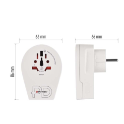 Cestovní univerzální adaptér pro cizince do střední Evropy, 1×USB-C, 1×USB-A